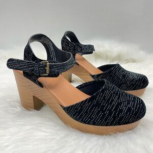 Universal Threads | Shimmer suede clogs 10.0 ankle strap (black & silver…